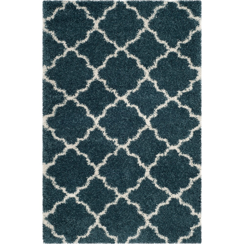 4'x6' Quatrefoil Design Loomed Area Rug Slate Blue/Ivory - Safavieh