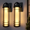 DAKAFUL Modern LED Outdoor Wall Lanterns -15" Black Sconces With 5 Adjustable Color Temperatures, Waterproof (2-Pack)-Black - 2 of 4