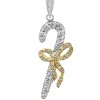 Slickblue Holiday Candy Cane Pendant Necklace, Pave Cubic Zirconia, Rhodium Finish, 16-Inch Chain + Extender - 3 of 3
