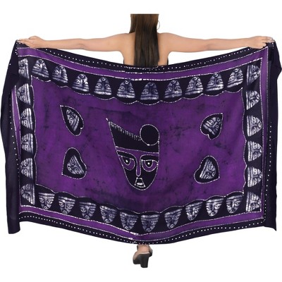 LA LEELA Women's Wrap Swimwear Cover up Sarong Wraps Holiday Beachwear Swimsuit Vacation Wear Bathing Suit Skirts One Size Purple, Abstract