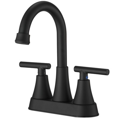 BWE 4 in. Centerset 2-Handle High-Arc Bathroom Faucet in Matte Black