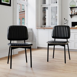 Luck Live Farmhouse Dining Chair, Upholstered Leather Seat Back, Stylish Side Chair For Kitchen Dining Room Living Room, Black - 1 of 4