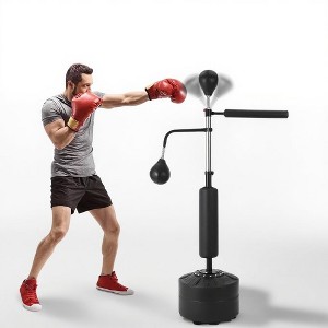 Boxing Bag, 3-in-1 Boxing Speed Trainer Freestanding Punching Bag - 2 Speed Balls Adjustable 360° Rotating Bar with Gloves for Teens & Adults - 1 of 4