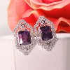 Gigi Filigree Stud Earrings Emerald Cut Purple CZ Womens Ginger Lyne Collection - 3 of 4