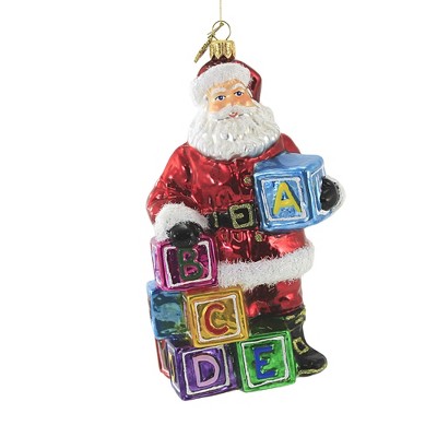 Huras 7.25" Santa With Baby Blocks Ornament 1St First Christmas  -  Tree Ornaments