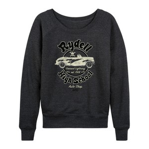 Women's - Grease - Rydell High School Auto Shop Lightweight French Terry Wide Neck Long Sleeve Shirt - 1 of 4