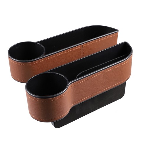 Unique Bargains Car Front Seat Gap Filler Storage Box With Cup Holder Left  Right Side Brown 10.24''x5.71''x2.36'' 2pcs : Target