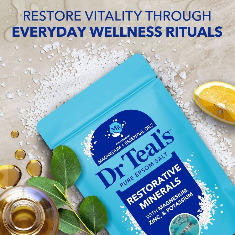 Dr Teal's Epsom Salt Magnesium Soak Restorative Minerals with Potassium & Zinc - 3lbs, 3 of 8