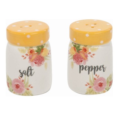 Transpac Dolomite 2" Multi Spring Floral Design Salt and Pepper Shaker Set of 2