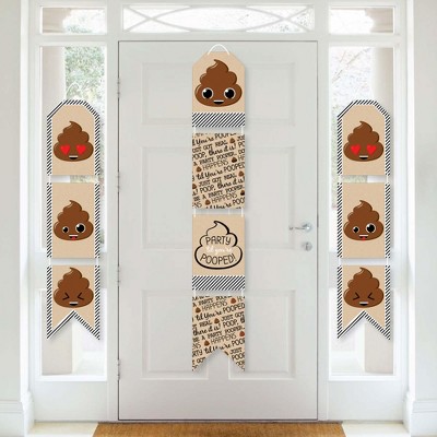 Big Dot of Happiness Party 'Til You're Pooped  - Hanging Vertical Paper Door Banners - Poop Emoji Party Wall Decoration Kit - Indoor Door Decor