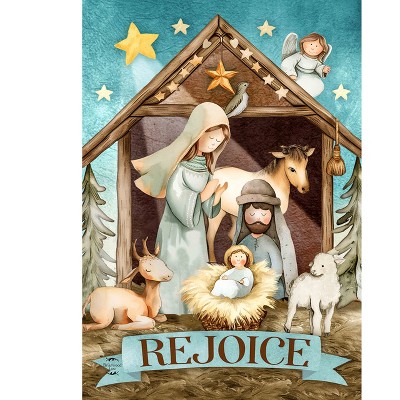 Briarwood Lane Christmas House Flag 40x28 For Outdoor Holy Nativity Rejoice For Christmas House Flag