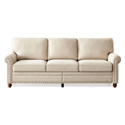 NicBex 82.68 Inch Linen Storage 3-Seat Upholstered Sofa for Living Room,Small Space,Office,Apartment