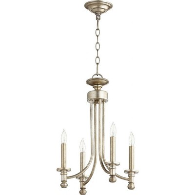 Quorum Lighting Rossington 4-Light Chandelier, Aged Silver Leaf, 14 Width, 20 Height