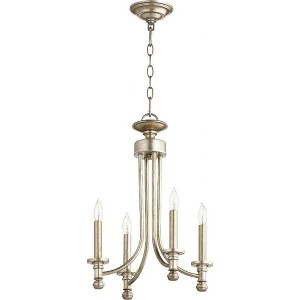 Quorum Lighting Rossington 4-Light Chandelier, Aged Silver Leaf, 14 Width, 20 Height - 1 of 1