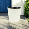 HomeRoots 11" Cream Chevron Recycled Plastic Indoor Outdoor Round Pot Planter - 2 of 3