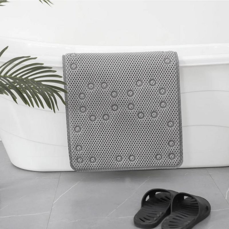 J&V TEXTILES Shower and Bathtub Mat, 36x17, Long Double Foam Bath Tub Floor Mats with Suction Cups and Drainage Holes, Machine Washable, 5 of 11