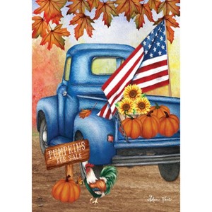 Autumn Old Days House Flag Patriotic Pickup Truck 28" x 40" Briarwood Lane - 1 of 4