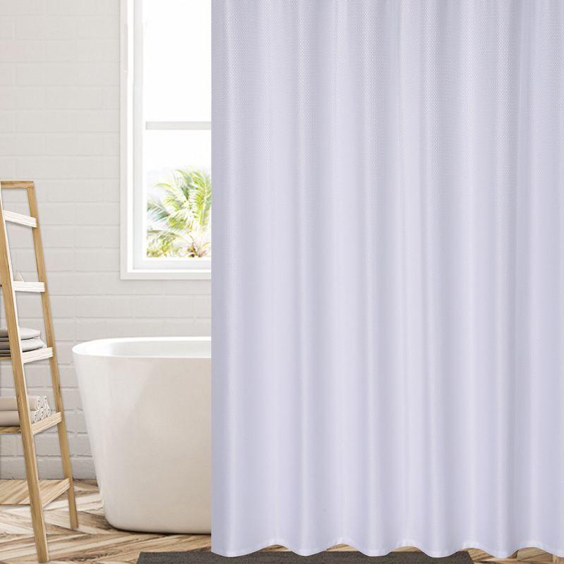 Jacquard Textured Fabric Shower Curtain for Bathroom Water Resistant, 5 of 6