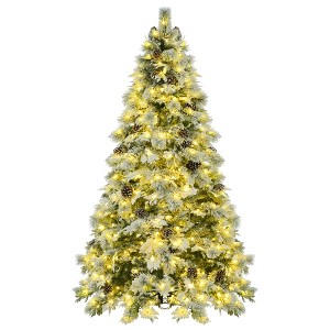 VisioGear Craft Activity Kits 7.5FT Pre-Lit Spruce Snow Flocked Christmas Tree with Pine Cones, Artificial Xmas Tree, Multicolor - 1 of 4