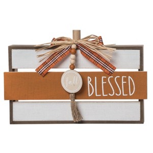 Transpac Wood 14 in. Blessed Multicolored Harvest Pumpkin Container Decor - 1 of 2