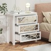 Famapy Modern Glam White Nightstand,3 Mirror - Front Drawers with Decorative Cutouts & Metal Knobs,End Table/Coffee Table - 2 of 4