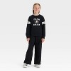 Girls' 'Team Spirit' French Terry Halloween Pullover Sweatshirt - Cat & Jack™ Black - 4 of 4