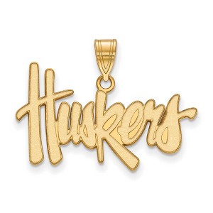 Black Bow Jewelry 14k Yellow Gold Plated Sterling Silver Nebraska Cornhuskers NCAA Large Pendant - 1 of 3