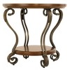 Signature Design by Ashley Nestor End Table Medium Brown : Round, Oil Rubbed Finish, Open Shelf, Wood & Metal - 3 of 4