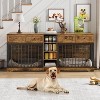 82" Large Dog Crate for 2 Dogs, Dog Kennel Indoor with 4 Drawers and Shelves, Double Dog Crate Furniture TV Stand, Wooden Dog Cage - 3 of 4