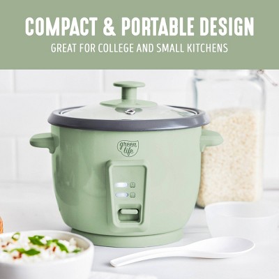 GreenLife 1.5qt Rice Cooker Green Sage