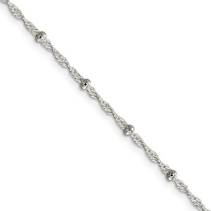 Black Bow Jewelry 2.5mm Sterling Silver Beaded Loose Rope Chain Necklace - 1 of 4