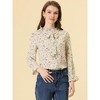 Allegra K Women's Vintage Floral Tie Neck Long Sleeve Ruffled Collar Peasant Blouse - 2 of 4