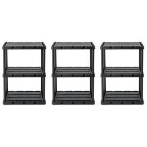 Gracious Living 4 Shelf Knect-A-Shelf Solid Light Duty Storage Unit 24 x 12 x 48" Organizer System for Home, Garage, Basement, and Laundry, Black - 1 of 4