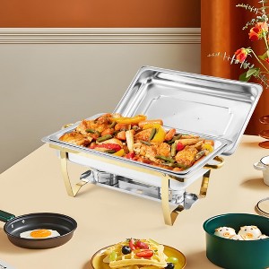 2-Pack Chafing Dishes – 8QT Stainless Steel Buffet Servers & Warmers with Lids & Folding Stands – Perfect for Parties, Dinners, Catering Events - 1 of 4