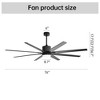 Smart Ceiling Fan with Lights and Remote APP Control Alexa Indoor Outdoor Low Profile Black Ceiling Fan with 3 Downrod for Living Room Farmhouse Patio - 4 of 4
