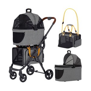 Itopfox Double Pet Stroller with Detachable Carriers, Portable Dog Crate & TSA-Approved Cat Carrier Foldable Jogger Stroller for Cats or Small/Medium - 1 of 4