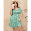 WhizMax Women's 2024 Plus Size Dress Summer Boho Floral V Neck Ruffle Short Sleeve Dress Elastic High Waist A Line Summer Dress - 4 of 4