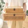 Aoibox Rattan and Cane Stacking Boxes with Glass Top Lid Set of 2 Boho Rustic Farmhouse Decor Storage Organizer - 4 of 4