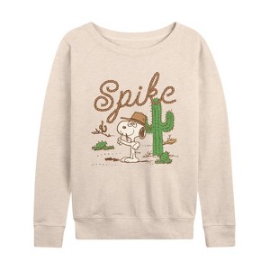Women's - Peanuts - Spike Desert Lightweight French Terry Wide Neck Long Sleeve Shirt - 1 of 4