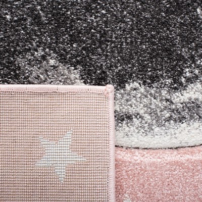 Handmade Pink and Grey Square Kids Rug, 5'3"