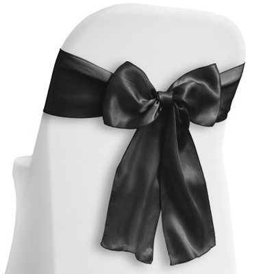 Sparkle And Bash 25 Pack Black Organza Ribbon Chair Bows For