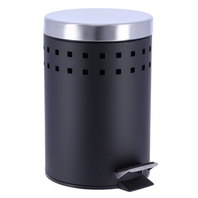 Black Stainless Steel Pedal Bathroom Trash Can with Lid