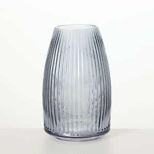 Sullivans 8" Ribbed Gray Glass Vase - 1 of 4