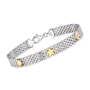 Ross-Simons Sterling Silver and 18kt Gold Over Sterling Celestial Bismark-Chain Bracelet - 1 of 3