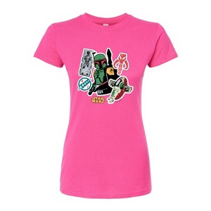 Women's - Star Wars - Boba Stickers Fitted Graphic T-Shirt - 1 of 2