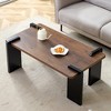Vynxaria Walnut-Colored MDF Coffee Table - Black Legs, 39.3" x 23.6" x 17.7" Inches, for Modern Minimalist Living Rooms & Leisure Areas - 2 of 4