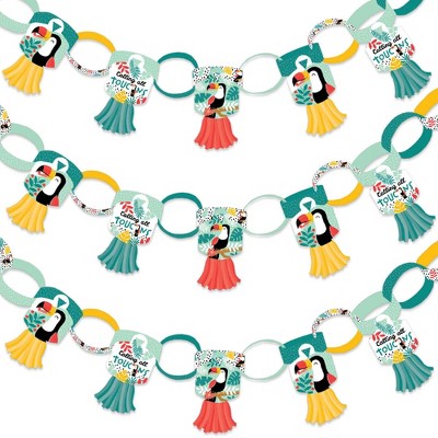 Big Dot of Happiness Calling All Toucans - 90 Chain Links & 30 Paper Tassels Decor Kit - Baby Shower or Birthday Party Paper Chains Garland - 21 feet