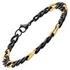 Steeltime Men's two tone stainless steel figaro chain bracelet. Color Options: Blue, Gold, Multi, Silver - 2 of 4
