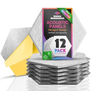 Sonic Acoustics 12-Pack Hexagon Acoustic Panels - High Density Soundproofing Panels - 1 of 4