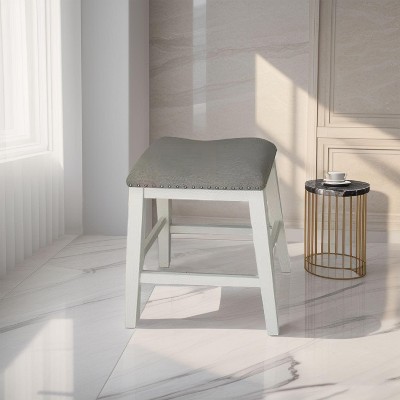 DOMETOUR White Oak and Grey Linen Living Room Chair